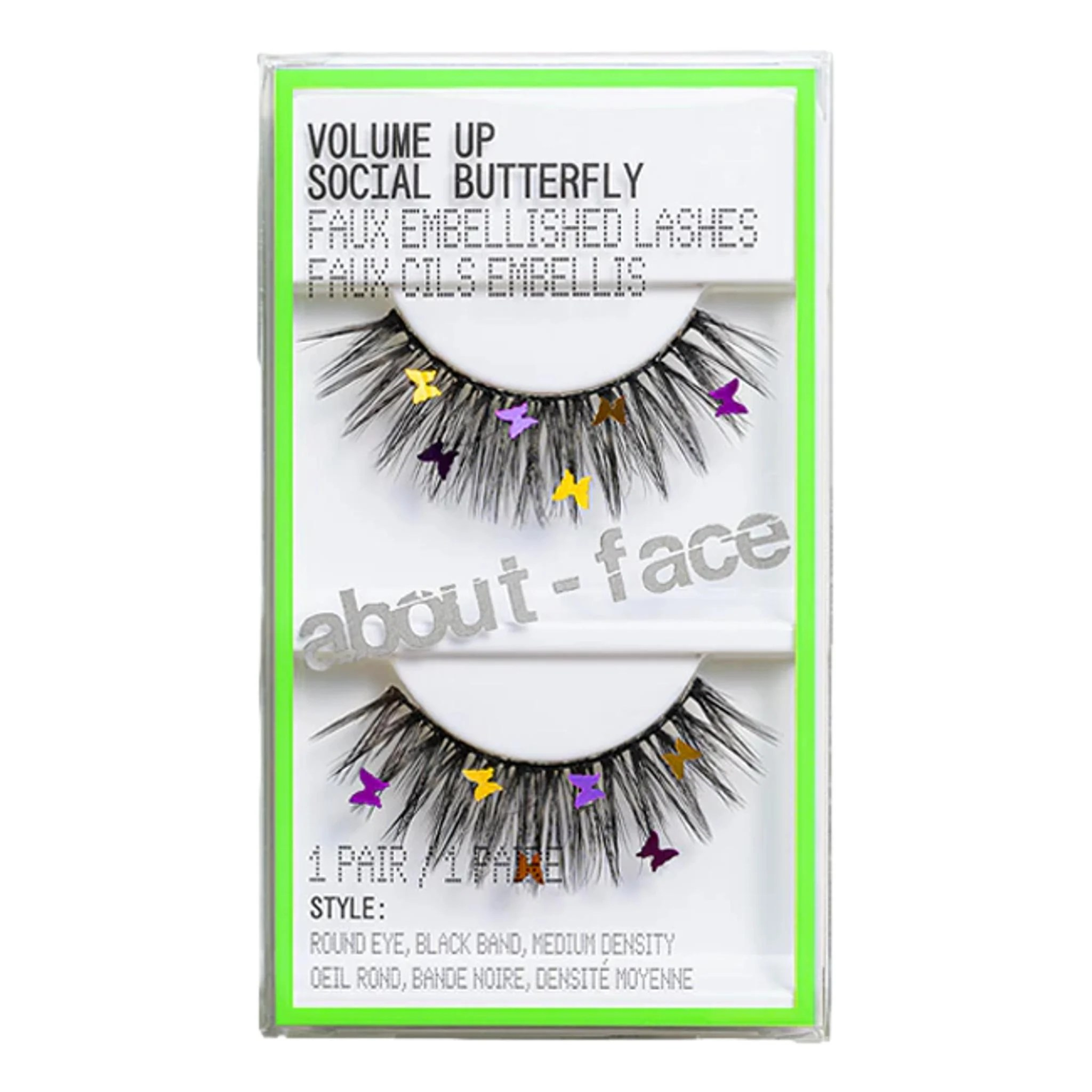 about-face VOLUME UP High drama faux lashes, SOCIAL BUTTERFLY